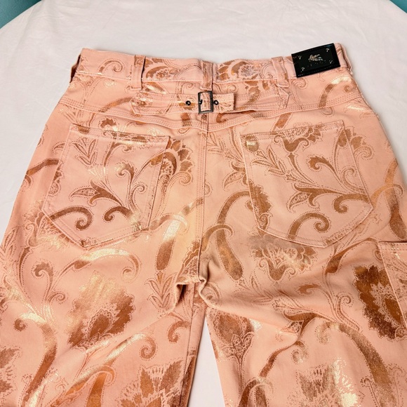 ETRO Milano FW18 Metallic Rose Gold Signature Paisley Carpenter Jeans 30 Italy - Picture 15 of 16